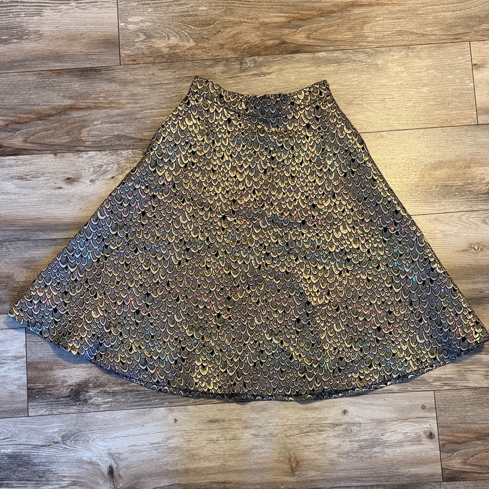 Modcloth Elegant Gold and Black A-Line Skirt